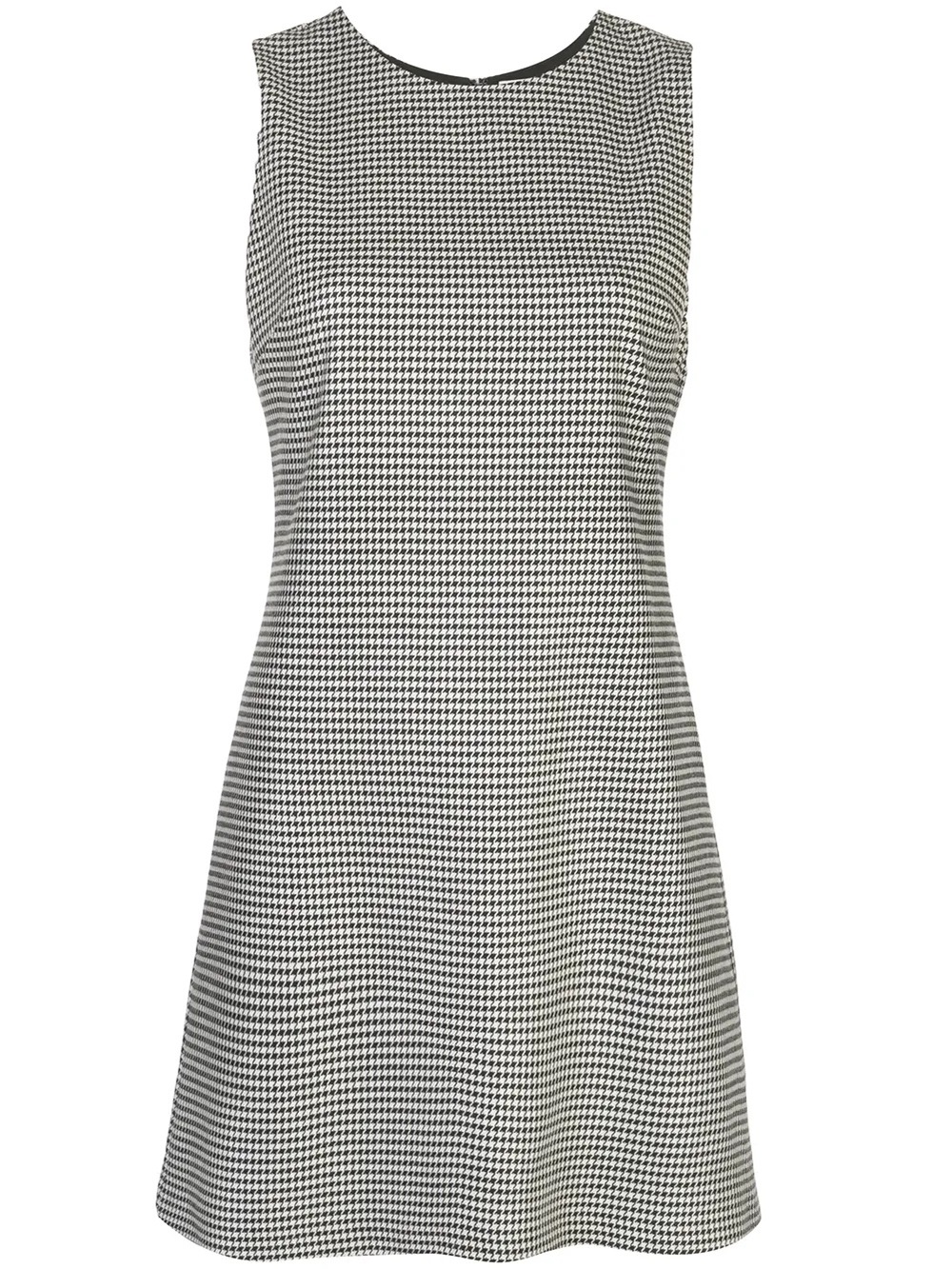 Alice + Olivia Sleeveless Houndstooth Mini Dress in Black and White
